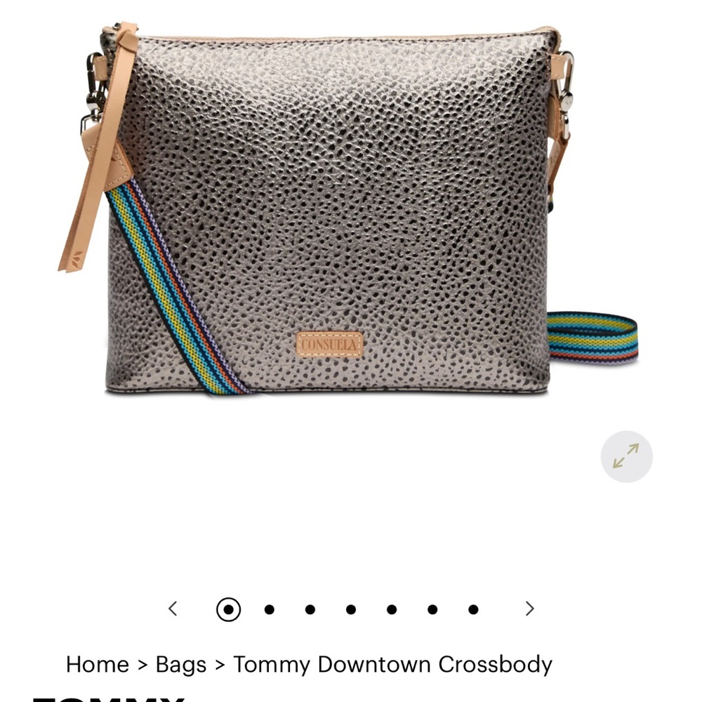 Consuela Textured Black Crossbody Bag with Multicolor Strap - Picture 6 of 6